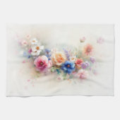 Elegante Wasserfarben-Blumen-Malvorlage Geschirrtuch (Horizontal)