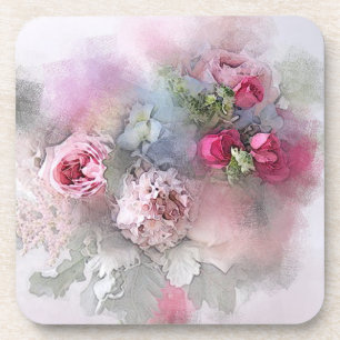 Elegante Wasserfarben-Blumen-Rosenstrauß-Vorlage Getränkeuntersetzer