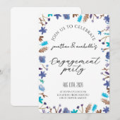 Elegante Wasserfarben-Blumen-Verlobungsfeier Einladung (Vorne/Hinten)