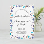 Elegante Wasserfarben-Blumen-Verlobungsfeier Einladung (Stehend Vorderseite)