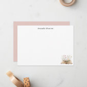 Elegante Wasserfarben Blumenbücher Personalisiert Mitteilungskarte (Vorderseite/Rückseite Beispiel)