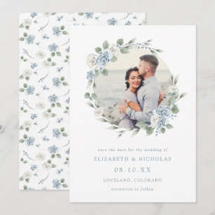 Elegante Wasserfarben-Blumenhochzeit Save The Date
