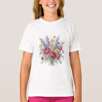Elegante Wasserfarben-Blumenstrauß-Illustration T-