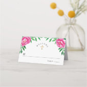 Elegante Wasserfarben Blumenzwiebeln Erste Kommune Platzkarte (Vorderseite)