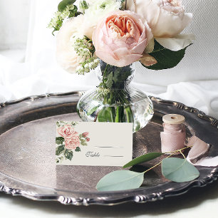 Elegante Wasserfarben Blush Garden Rosa Hochzeit Platzkarte