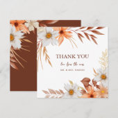 Elegante Wasserfarben Blüten der Herbsthochzeit Dankeskarte (Vorne/Hinten)