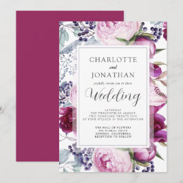 Elegante Wasserfarben Botanische Hochzeit Invita Einladung