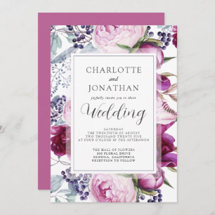 Elegante Wasserfarben Botanische Hochzeit Invita Einladung