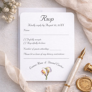 Elegante Wasserfarben-Calla-Lilien Romantische Blu RSVP Karte