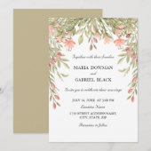 Elegante Wasserfarben-Chic Blumengrün Hochzeit Einladung (Vorne/Hinten)