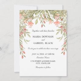 Elegante Wasserfarben-Chic Blumengrün Hochzeit Einladung