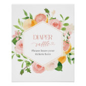 Elegante Wasserfarben Citrys Pink Blume Babyshow Poster (Vorderseite)