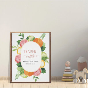 Elegante Wasserfarben Citrys Pink Blume Babyshow Poster