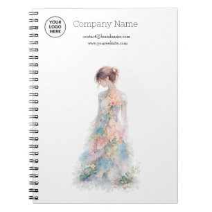 Elegante Wasserfarben Couture Brautmode Designerin Notizblock