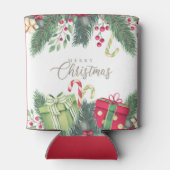 Elegante Wasserfarben Festliche Dekorationen Weihn Dosenkühler (Rückseite)