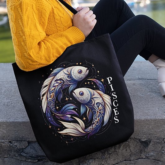 Elegante Wasserfarben Fisces Zodiac Black Tasche