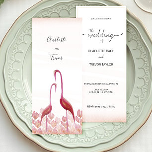 Elegante Wasserfarben-Flamingos im rosa Sonnenunte Karte