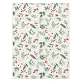 Elegante Wasserfarben-Grünpflanzen & Rote Beeren B Tischdecke (Vorderseite)