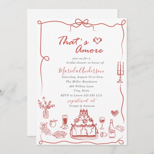 Elegante Wasserfarben Hand Drawn Doodles whimsical Einladung (Vorne/Hinten)