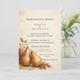 Elegante Wasserfarben-Herbst-Thanksgiving-Hochzeit Einladung