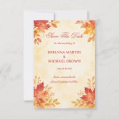 Elegante Wasserfarben-Herbstblätter Save The Date (Vorderseite)