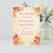 Elegante Wasserfarben-Herbstblätter Save The Date (Stehend Vorderseite)