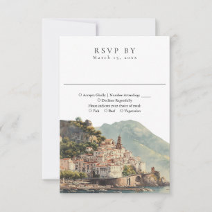 Elegante Wasserfarben-Hochzeit Amalfi Italien RSVP Karte