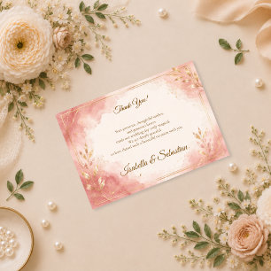 Elegante Wasserfarben-Hochzeit in Rosa Dankeskarte