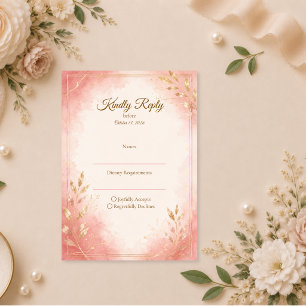 Elegante Wasserfarben-Hochzeit in Rosa RSVP Karte