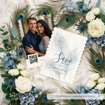 Elegante Wasserfarben-Hochzeit Pfauenfedern TLW26