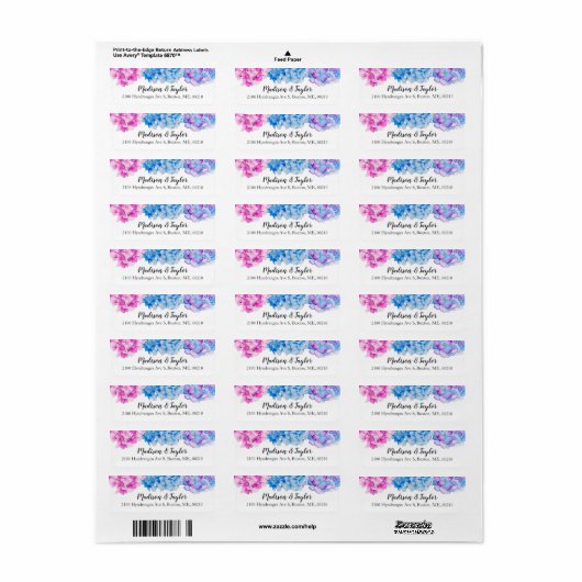 Elegante Wasserfarben Hydrangea-Rücksendeadresse (Vorne)