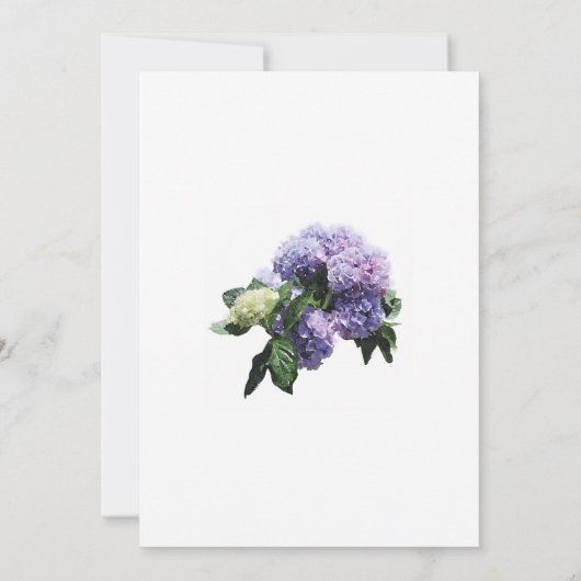 Elegante Wasserfarben-Hydrangeas in Lila & Lavende Einladung (Rückseite)