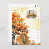 Elegante Wasserfarben im Herbst Fallende Blätter F Postkarte (Vorne/Hinten)