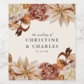 Elegante Wasserfarben im Herbst | Hochzeit Weinetikett (Einzelnes Label)