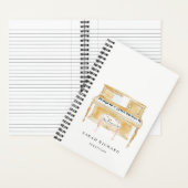 Elegante Wasserfarben Klaviermusiker Musiklehrer Notizblock (Innen)