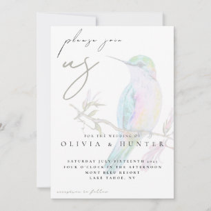 Elegante Wasserfarben-Kolibri-Hochzeitseinladung Einladung