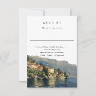Elegante Wasserfarben-Lackierung Comer See Italien RSVP Karte