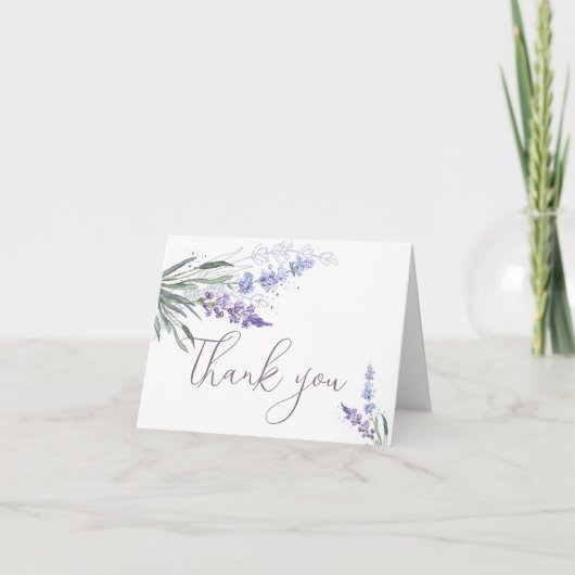 Elegante Wasserfarben-Lavendel Dankeskarte (Vorderseite)