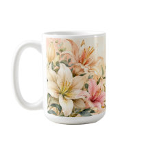 Elegante Wasserfarben-Lilien in Rosé und Koralle