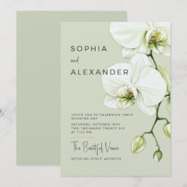Elegante Wasserfarben-Orchideen-Hochzeitseinladung Einladung
