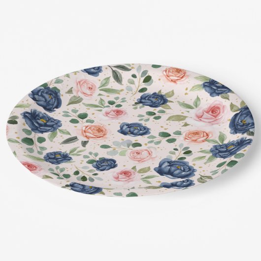 Elegante Wasserfarben Pappteller (Schrägansicht)