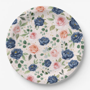 Elegante Wasserfarben Pappteller