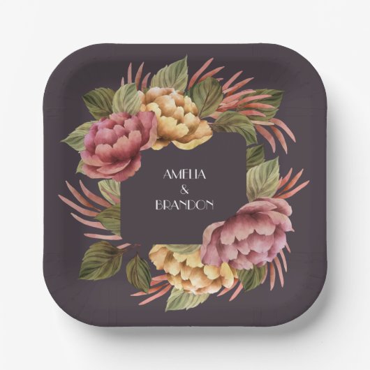 Elegante Wasserfarben Pappteller (Vorderseite)