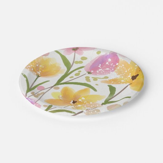 Elegante Wasserfarben Pappteller (Schrägansicht)