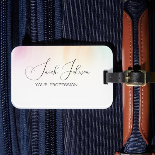 Elegante Wasserfarben-Pastell-Monogramm-Name Gepäckanhänger (Vorderseite Insitu 4)