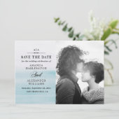 Elegante Wasserfarben Pastellblau Wasserhochzeit Save The Date (Stehend Vorderseite)