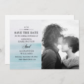 Elegante Wasserfarben Pastellblau Wasserhochzeit Save The Date (Vorne/Hinten)