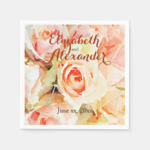 Elegante Wasserfarben Peach Rose Hochzeit