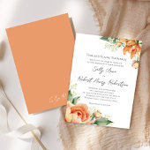 Elegante Wasserfarben Peach Wedding Floral Einladung