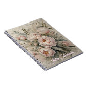 Elegante Wasserfarben-Peonies mit Pastellgrün Notizblock (Rechte Seite)